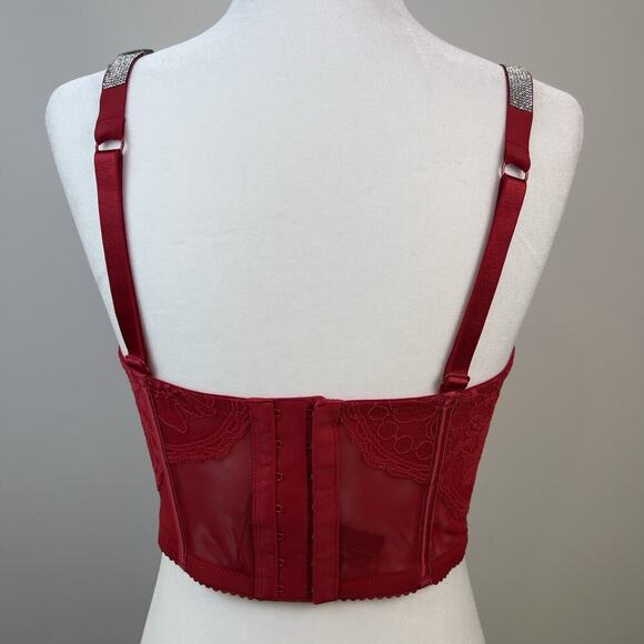 Victoria's Secret Bustier Very Sexy Sz.36 DD Red Shine Strap Push Up Bra New - Picture 3 of 9